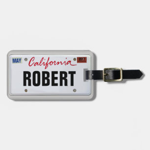 Etiqueta Para Maletas Placa de licencia de California con su nombre