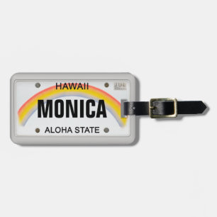 Etiqueta Para Maletas Placa de licencia hawaiana con su nombre