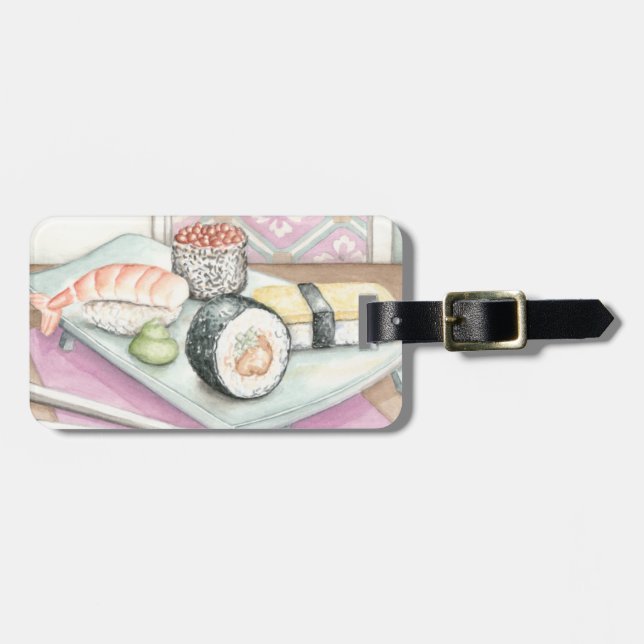 Etiqueta Para Maletas Placa de sushi surtido con palillos (Frente Horizontal)