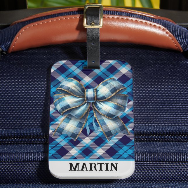 Etiqueta Para Maletas Placa real azul personalizada (Anverso In situ 2)