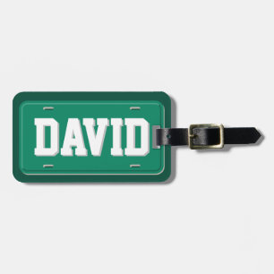 Etiqueta Para Maletas Placa verde y blanca personalizada