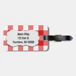 Etiqueta Para Maletas plaid de búfalo rojo y blanco