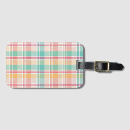 Etiqueta Para Maletas Plaid de cuadros multicolor