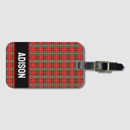 Etiqueta Para Maletas Plaid de Navidad Tradicional