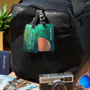 Etiqueta Para Maletas Planeta Marte Sistema Solar Espacio Galaxia Verde