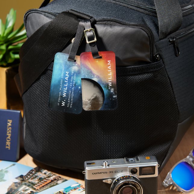 Etiqueta Para Maletas Planeta Pluto Solar Espacio Sistema Galaxia Azul (Anverso & Reverso)