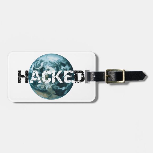 Etiqueta Para Maletas Planeta Tierra hackeada (Frente Horizontal)
