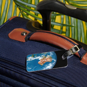 Etiqueta Para Maletas Planeta Tierra Mostrando Nubes Sobre Australia.