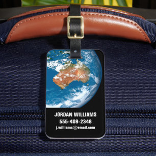 Etiqueta Para Maletas Planeta Tierra Mostrando Nubes Sobre Australia.