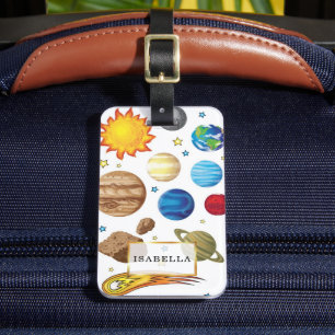 Etiqueta Para Maletas Planetas y nombre pintados