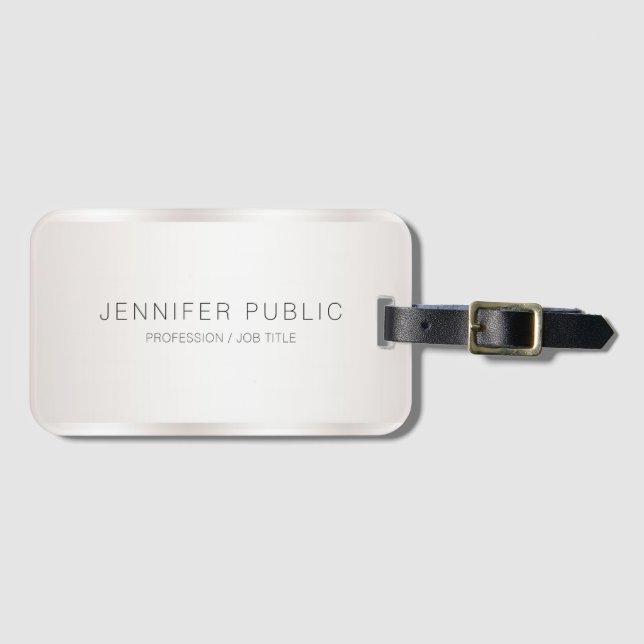 Etiqueta Para Maletas Plantilla de Faux Silver personalizada y elegante (Anverso horizontal)