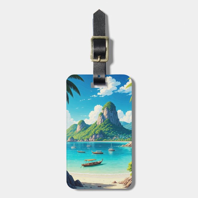 Etiqueta Para Maletas Playa de Ko Samui Tailandia (Frente Vertical)