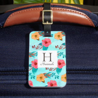 Etiqueta Para Maletas Playa floral tropical monográfica personalizada