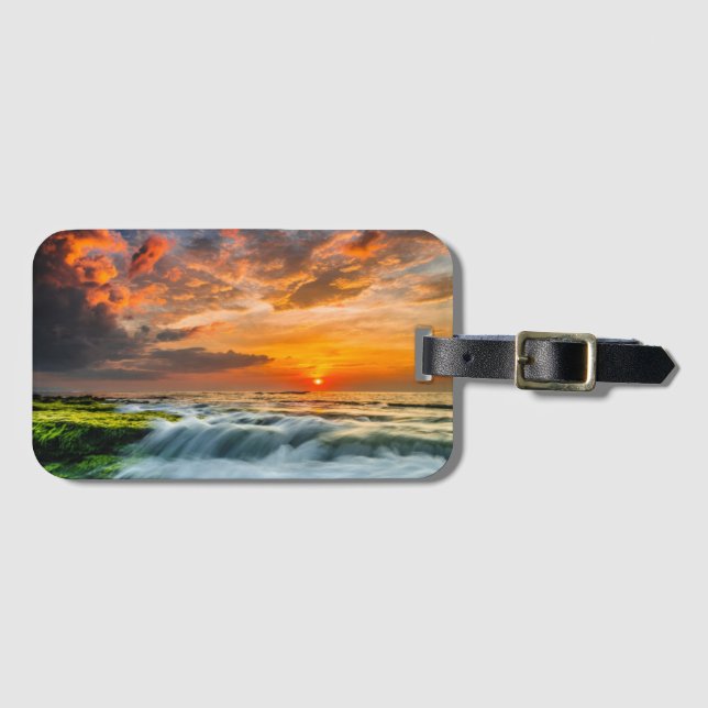 Etiqueta Para Maletas Playa Manyar Al Amanecer (Anverso horizontal)