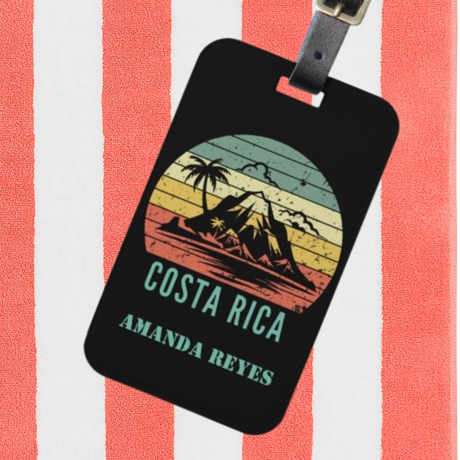Etiqueta Para Maletas Playa personalizada Retro Costa Rica (Subido por el creador)