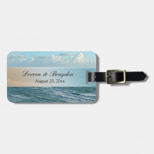 Etiqueta Para Maletas Playa Seascape Boda Océano Azul
