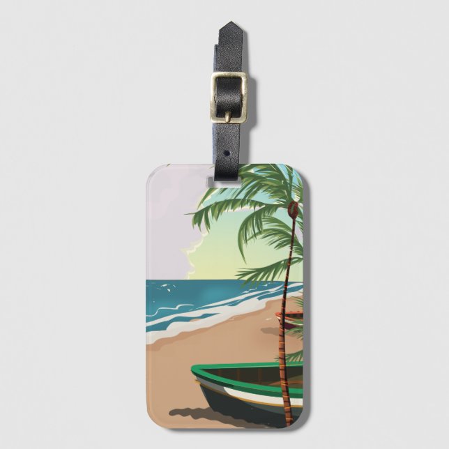 Etiqueta Para Maletas Playa Tropical (Anverso vertical)