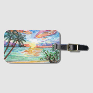 Etiqueta Para Maletas Playa Tropical