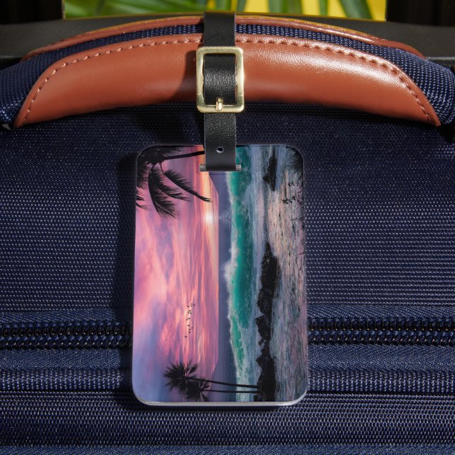 Etiqueta Para Maletas Playa Tropical (Anverso In situ 2)