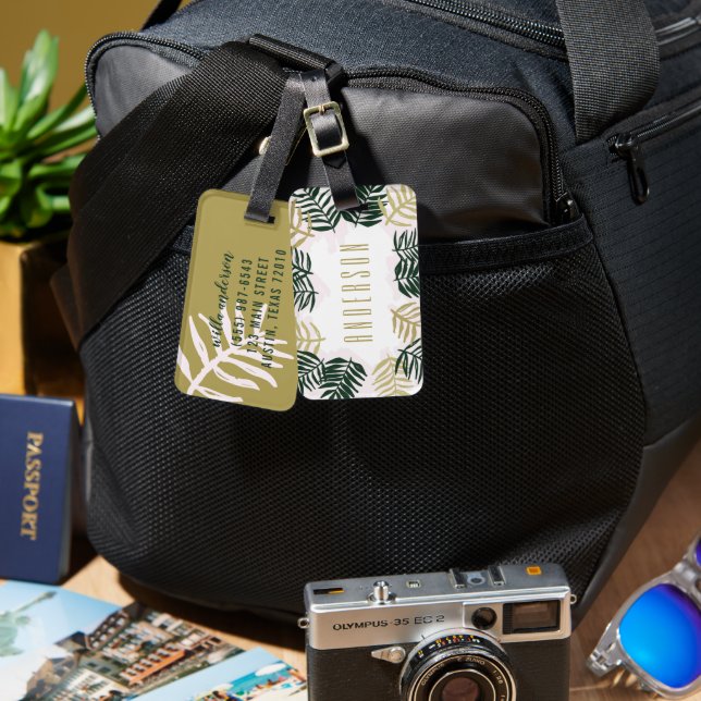 Etiqueta Para Maletas Playa Tropical Palm Getaway (Anverso & Reverso)