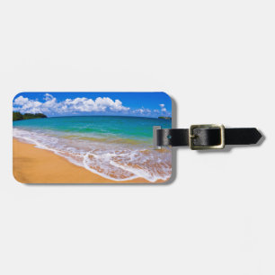 Etiqueta Para Maletas Playa vacía y aguas azules