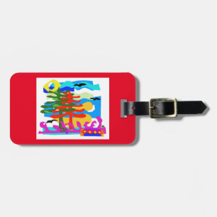 Etiqueta Para Maletas PLAYAS - Sol y surf - Australia - Rojo