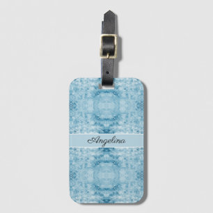 Etiqueta Para Maletas Pluma azul y blanca, personalizable
