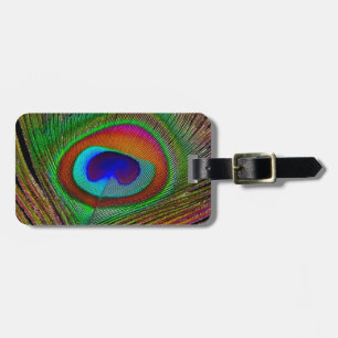 Etiqueta Para Maletas Pluma de pavo real de cobre vibrante
