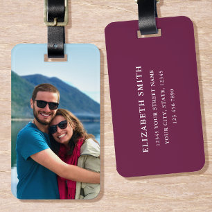 Etiqueta Para Maletas Pluma rosa fotográfica personalizada