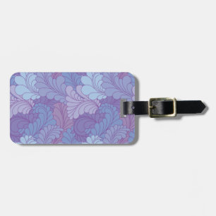 Etiqueta Para Maletas Plumas florales retras púrpuras de Paisley de la l