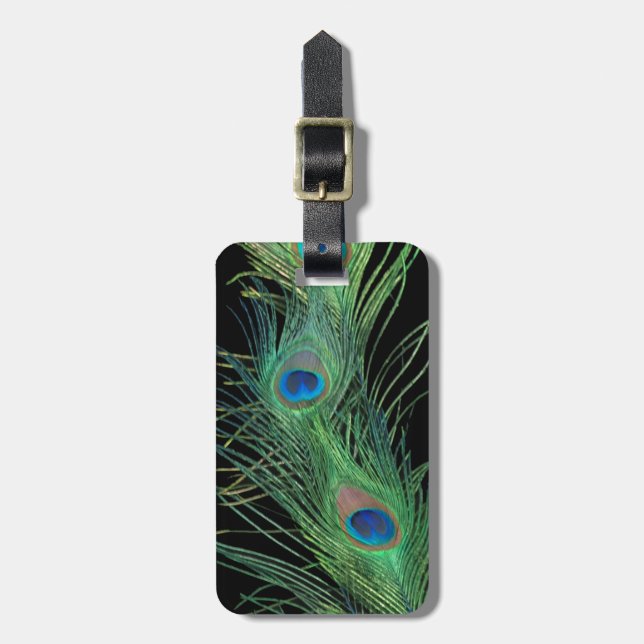 Etiqueta Para Maletas Plumas verdes con negro (Frente Vertical)