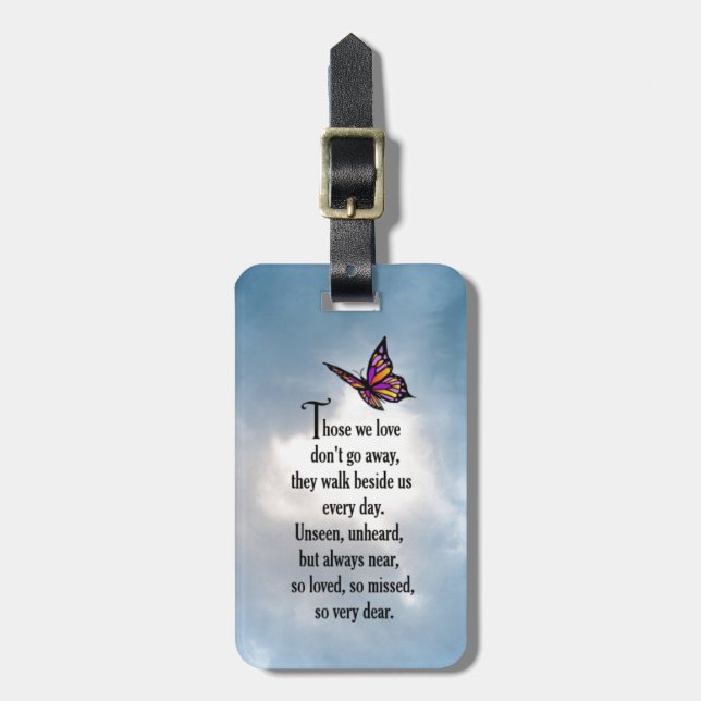 Etiqueta Para Maletas Poema "tan querido" de mariposa (Frente Vertical)