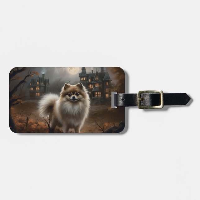 Etiqueta Para Maletas Pomerania Halloween Scary (Frente Horizontal)
