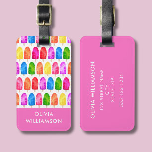 Etiqueta Para Maletas Popsicle Colorido Patrón de Helado personalizado