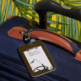 Etiqueta Para Maletas Portapapeles médico Marrón con Stethoscope