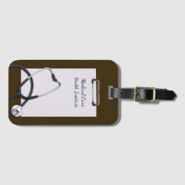 Etiqueta Para Maletas Portapapeles médico Marrón con Stethoscope