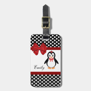 Etiqueta Para Maletas Pórticos de polka de pingüino elegantes