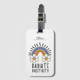 Etiqueta Para Maletas Positividad de radiación | Arcoiris y flores de co