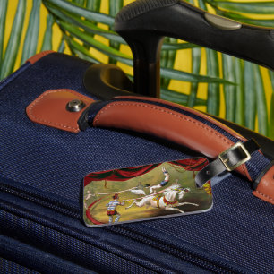 Etiqueta Para Maletas Poster De Circo Con Acrobat Actuando A Caballo.