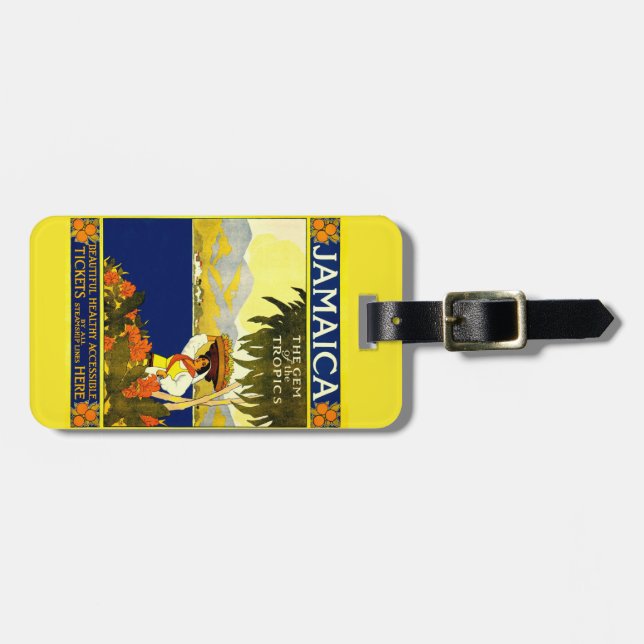Etiqueta Para Maletas Poster de Jamaica amarilla (Frente Horizontal)