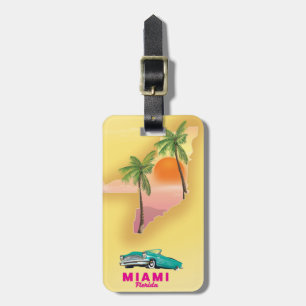 Etiqueta Para Maletas Póster de mapa ilustrado de Miami Florida