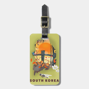 Etiqueta Para Maletas Poster de mapas ilustrado de Corea del Sur