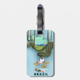 Etiqueta Para Maletas Póster de viaje ilustrado del mapa de Brasil