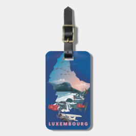 Etiqueta Para Maletas Póster de viaje ilustrado del mapa de Luxemburgo.