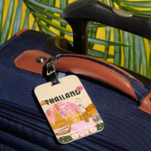 Etiqueta Para Maletas Póster de viaje retro vintage Bangkok Tailandia