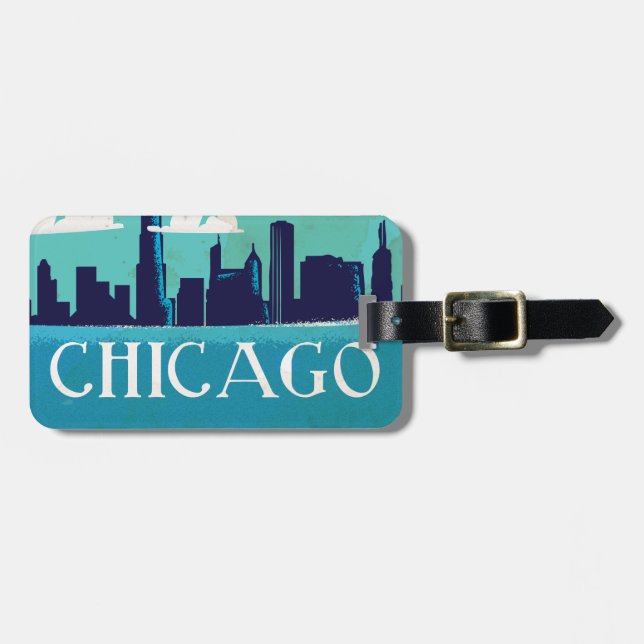 Etiqueta Para Maletas Poster de viajes de época de Chicago (Frente Horizontal)