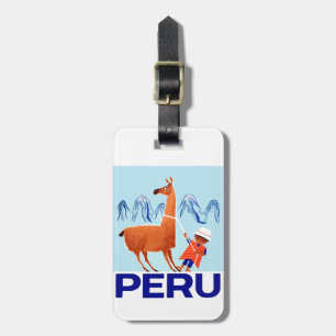 Etiqueta Para Maletas Poster del viaje de Perú del niño y de la llama
