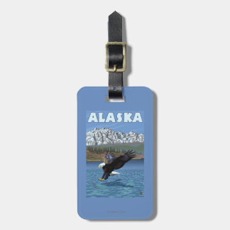 Etiqueta Para Maletas Poster del viaje del vintage de AlaskaBald Eagle