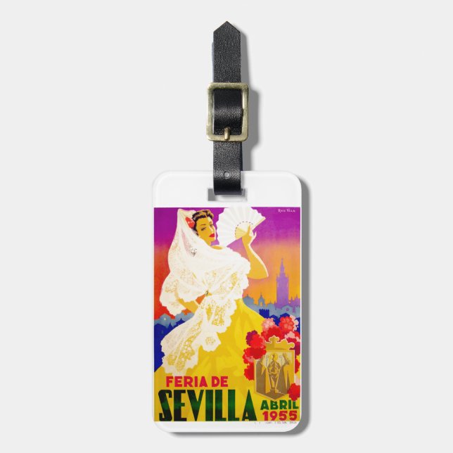Etiqueta Para Maletas Poster justo 1955 de España Sevilla abril (Frente Vertical)