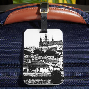 Etiqueta Para Maletas Praga, ciudad histórica, castillo - Arte checo